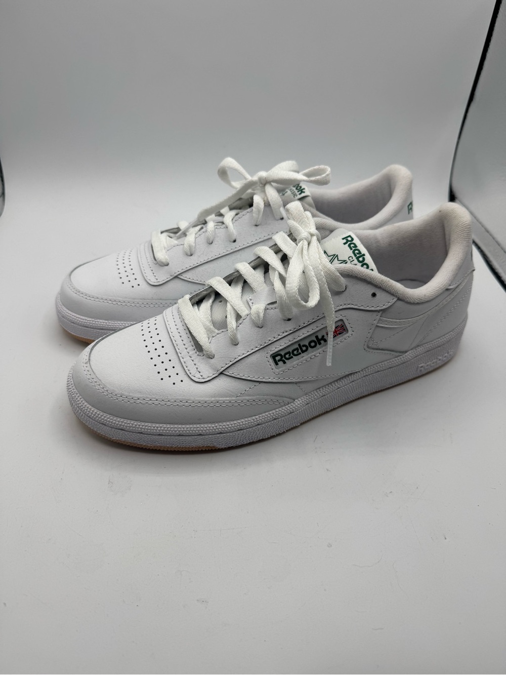 Reebok Womens Club C Vintage Leather Classic Sneakers White Green Size 10 New!